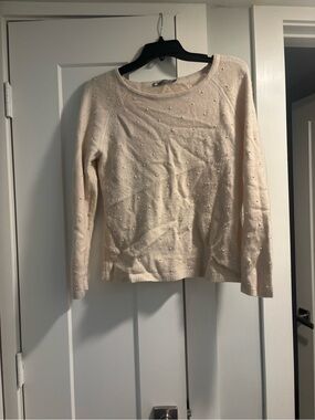 Women’s Cream Pearl-Accent Knit Sweater